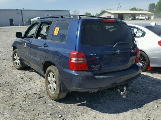 JTEHF21A930144859 - 2003 TOYOTA HIGHLANDER BLUE photo 3