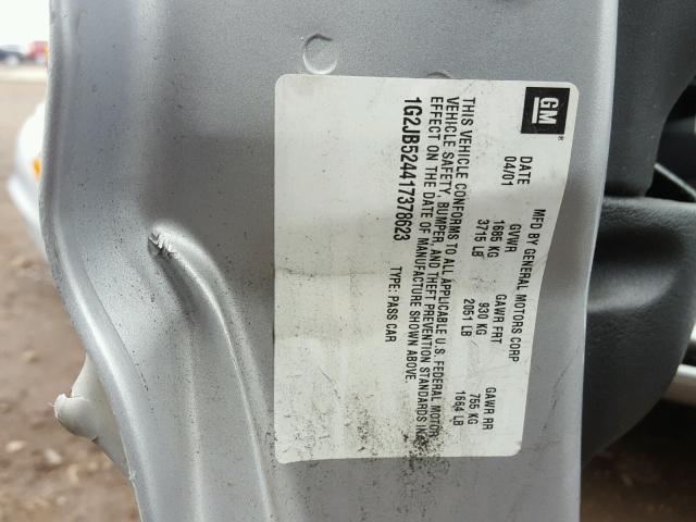 1G2JB524417378623 - 2001 PONTIAC SUNFIRE SE SILVER photo 10