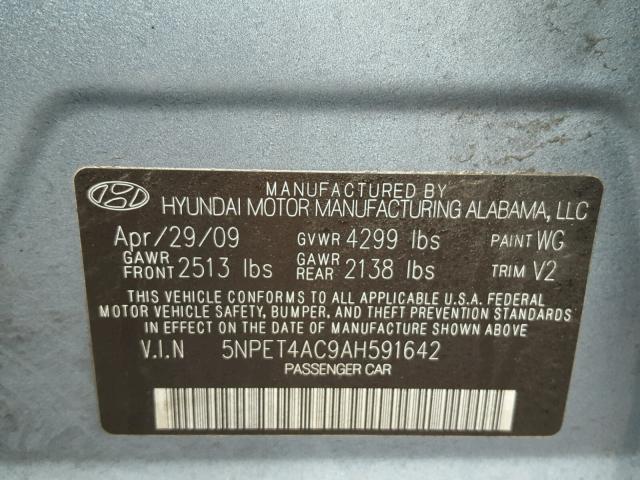 5NPET4AC9AH591642 - 2010 HYUNDAI SONATA GLS BLUE photo 10