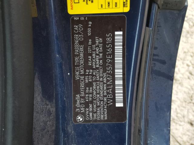 WBALM73579E165185 - 2009 BMW Z4 SDRIVE3 Синій фото 10