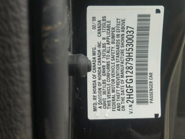 2HGFG12879H530037 - 2009 HONDA CIVIC EX Qara foto 10