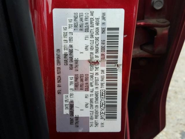 JM1DE1KZ5E0183553 - 2014 MAZDA MAZDA2 SPO 红色 照片 10