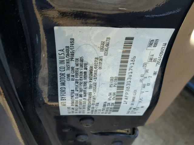1FAFP38313W174186 - 2003 FORD FOCUS ZTS BLUE photo 10