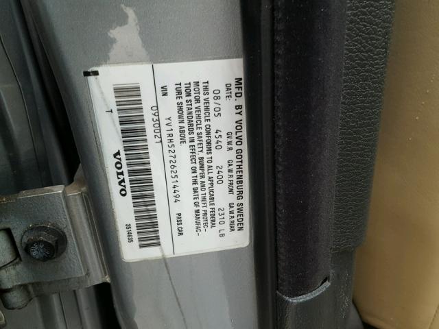 YV1RH527262514494 - 2006 VOLVO S60 R 银色 照片 10