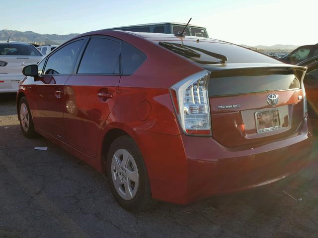 JTDKN3DU0A0197956 - 2010 TOYOTA PRIUS RED photo 3