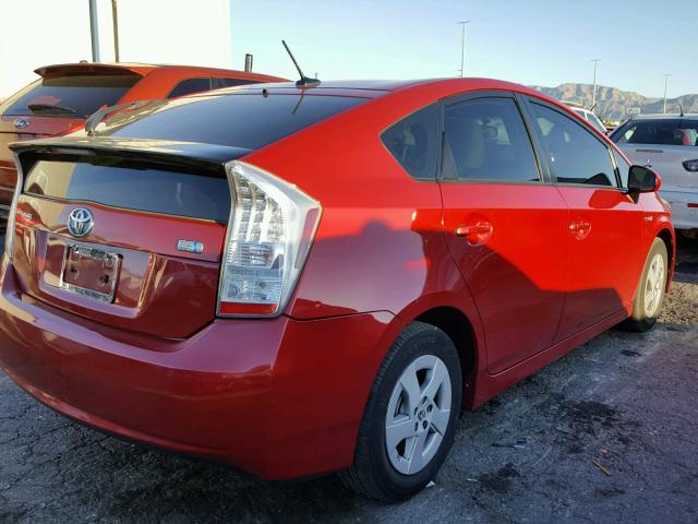 JTDKN3DU0A0197956 - 2010 TOYOTA PRIUS RED photo 4