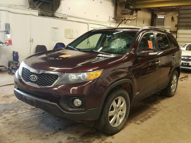 5XYKTCA64DG363213 - 2013 KIA SORENTO LX MAROON photo 2