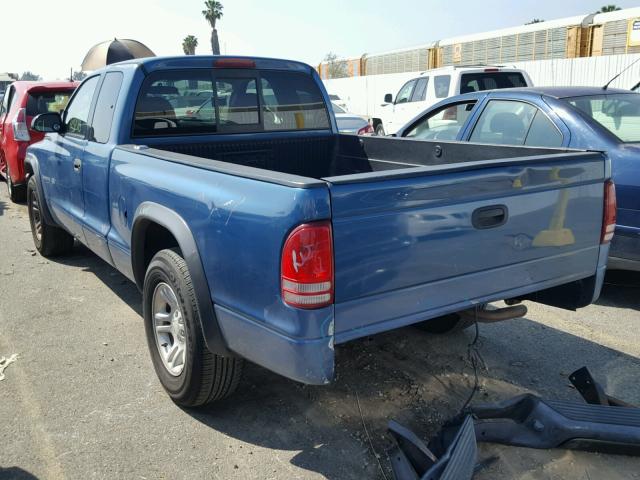 1B7GL12XX2S720449 - 2002 DODGE DAKOTA BAS BLUE photo 3