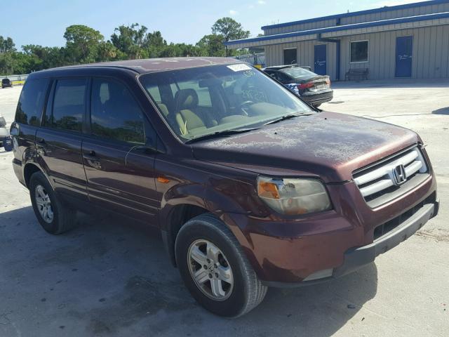 5FNYF28147B012562 - 2007 HONDA PILOT LX MAROON photo 1