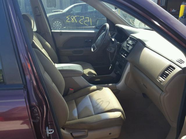 5FNYF28147B012562 - 2007 HONDA PILOT LX MAROON photo 5