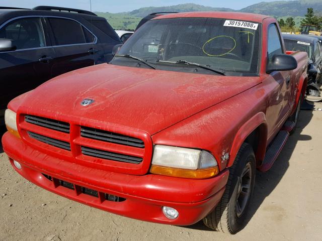 1B7FL26X0XS258955 - 1999 DODGE DAKOTA RED photo 2