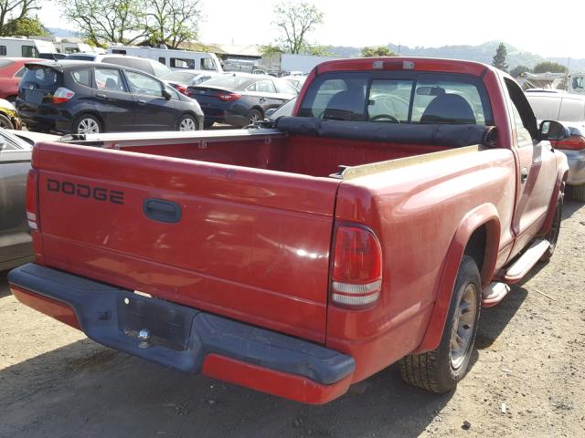 1B7FL26X0XS258955 - 1999 DODGE DAKOTA RED photo 4