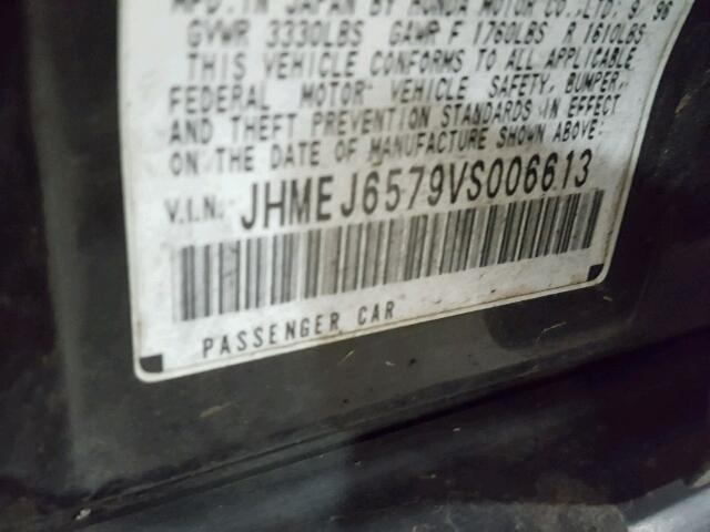 JHMEJ6579VS006613 - 1997 HONDA CIVIC LX BLACK photo 10