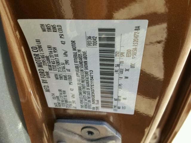 NM0GE9G77E1154713 - 2014 FORD TRANSIT CO BROWN photo 10