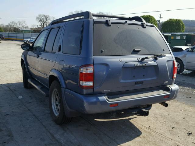 JN8DR09Y42W739697 - 2002 NISSAN PATHFINDER BLUE photo 3