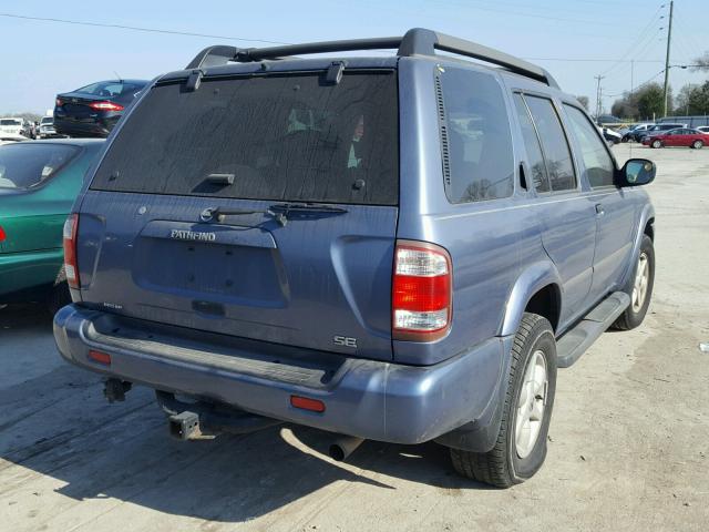 JN8DR09Y42W739697 - 2002 NISSAN PATHFINDER BLUE photo 4