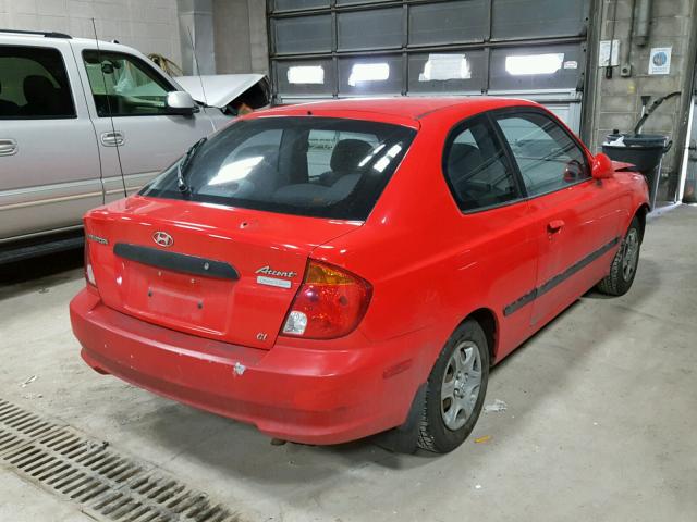 KMHCG35C23U242469 - 2003 HYUNDAI ACCENT GL RED photo 4