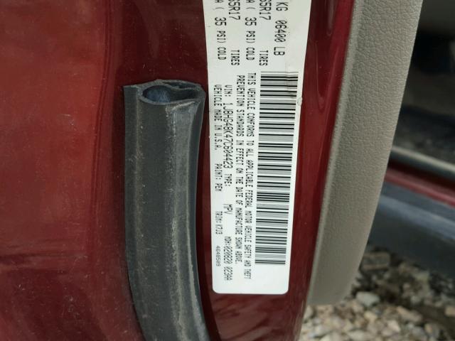 1J8HG48K47C604423 - 2007 JEEP COMMANDER MAROON photo 10