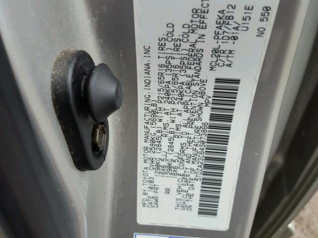 5TDZA23C64S073866 - 2004 TOYOTA SIENNA CE GRAY photo 10