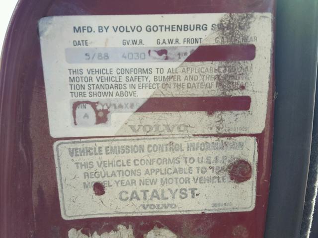 YV1AX8840J1326070 - 1988 VOLVO 244 DL RED photo 10