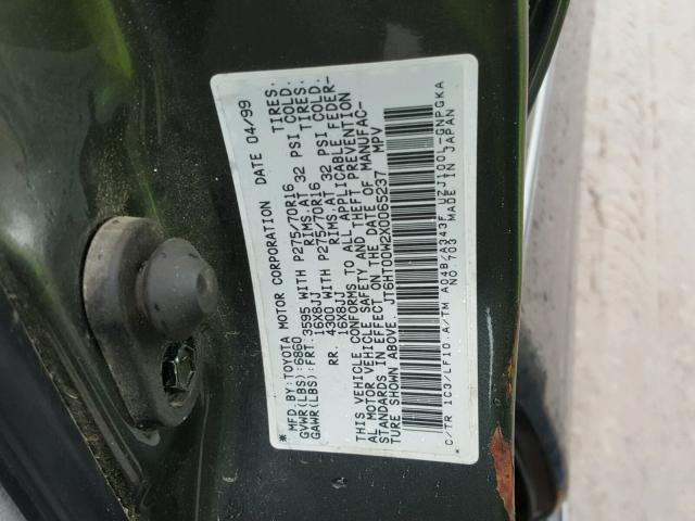 JT6HT00W2X0065237 - 1999 LEXUS LX 470 GRAY photo 10