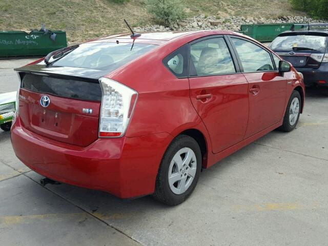 JTDKN3DU6B5305419 - 2011 TOYOTA PRIUS RED photo 4