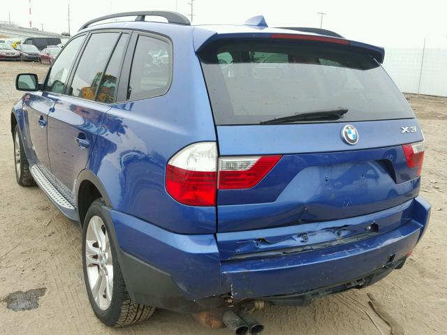 WBXPC93477WF08293 - 2007 BMW X3 3.0SI BLUE photo 3