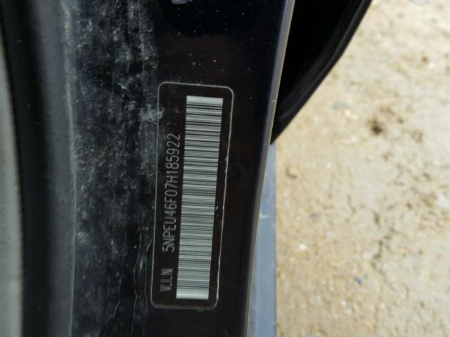 5NPEU46F07H185922 - 2007 HYUNDAI SONATA SE BLACK photo 10