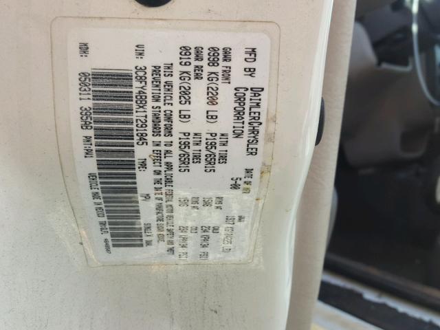 3C8FY4BBX1T291845 - 2001 CHRYSLER PT CRUISER WHITE photo 10