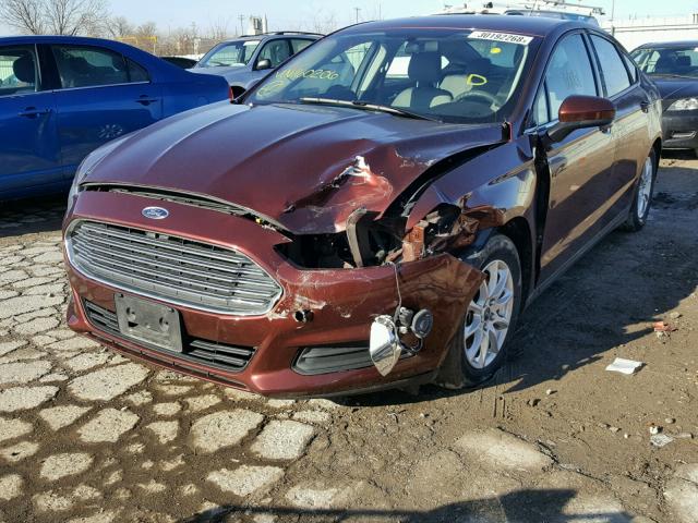 3FA6P0G77FR160206 - 2015 FORD FUSION S RED photo 2