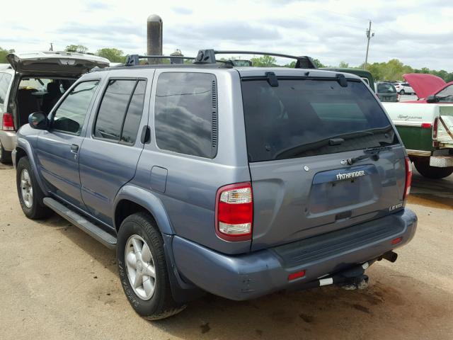 JN8DR09X71W566828 - 2001 NISSAN PATHFINDER BLUE photo 3