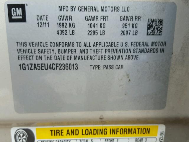 1G1ZA5EU4CF236013 - 2012 CHEVROLET MALIBU LS Qəhvəyi foto 10