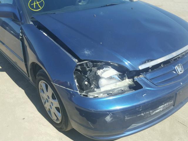 2HGES26883H508923 - 2003 HONDA CIVIC EX BLUE photo 9