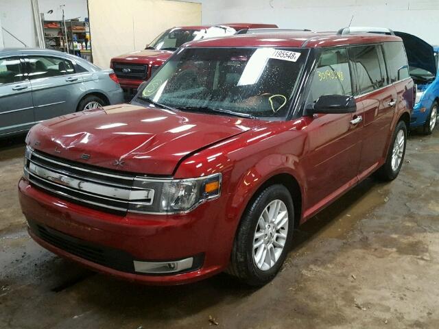 2FMHK6C85FBA04307 - 2015 FORD FLEX SEL RED photo 2