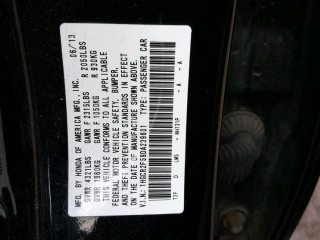 1HGCR2F59DA239601 - 2013 HONDA ACCORD SPO BLACK photo 10