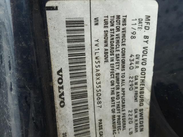 YV1LW55A8X3550687 - 1999 VOLVO V70 BLUE photo 10