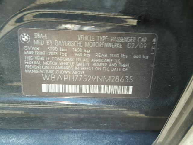 WBAPH77529NM28635 - 2009 BMW 328 I BLACK photo 10