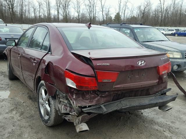 5NPEU46F69H475472 - 2009 HYUNDAI SONATA SE MAROON photo 3