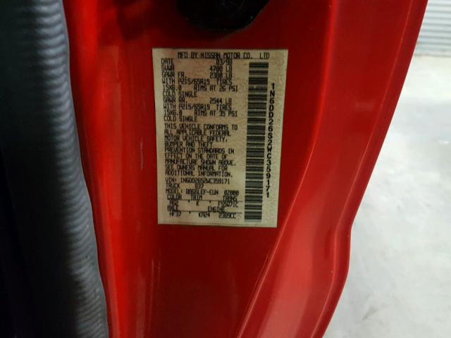 1N6DD26S2WC359171 - 1998 NISSAN FRONTIER K RED photo 10