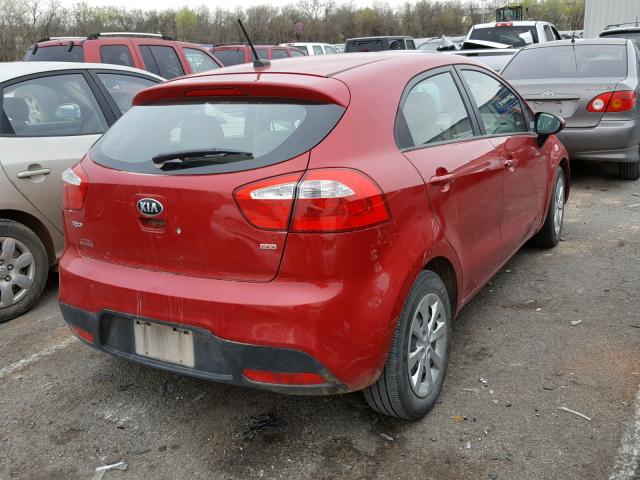 KNADM5A36E6376845 - 2014 KIA RIO LX RED photo 4