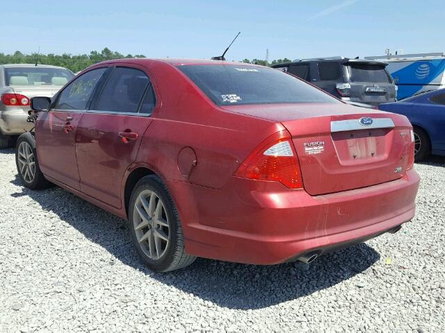 3FAHP0JG9AR333024 - 2010 FORD FUSION SEL RED photo 3