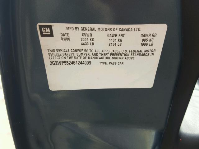 2G2WP552461244099 - 2006 PONTIAC GRAND PRIX ლურჯი ფოტო 10