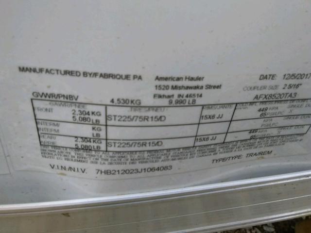 7HB212023J1064083 - 2018 UTILITY TRAILER WHITE photo 10