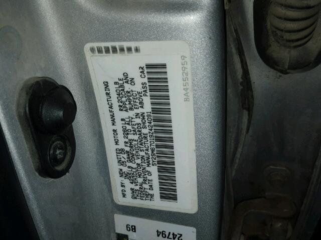 5Y2SM67019Z424091 - 2009 PONTIAC VIBE SILVER photo 10