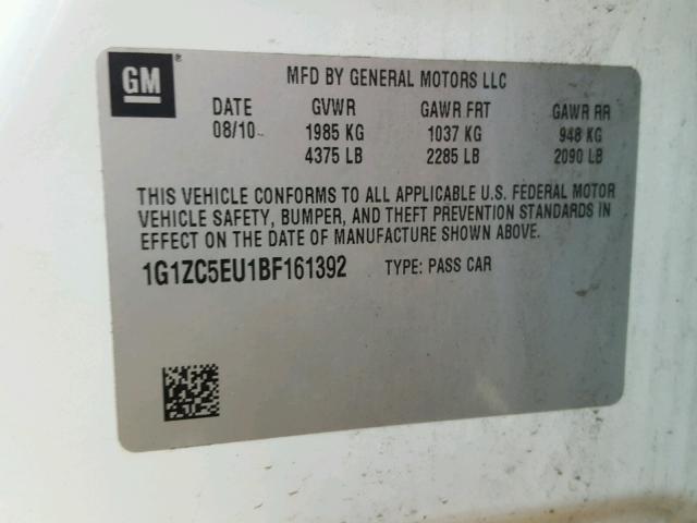 1G1ZC5EU1BF161392 - 2011 CHEVROLET MALIBU 1LT 白色 照片 10