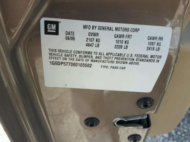 1G6DP577060105582 - 2006 CADILLAC CTS HI FEA GOLD photo 10