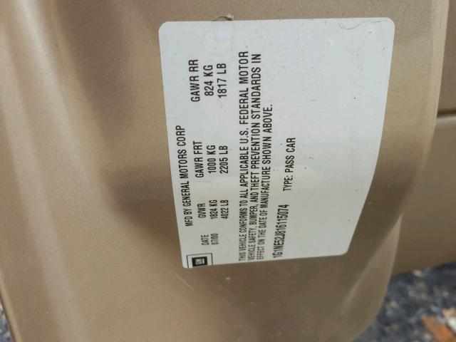 1G1NE52J816115074 - 2001 CHEVROLET MALIBU LS 米色 照片 10