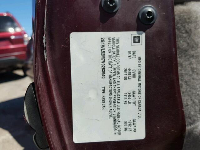 2G1WL52M7V9283940 - 1997 CHEVROLET LUMINA BAS ბურგუნდია ფოტო 10