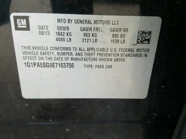 1G1PA5SG9E7163756 - 2014 CHEVROLET CRUZE LS BLACK photo 10