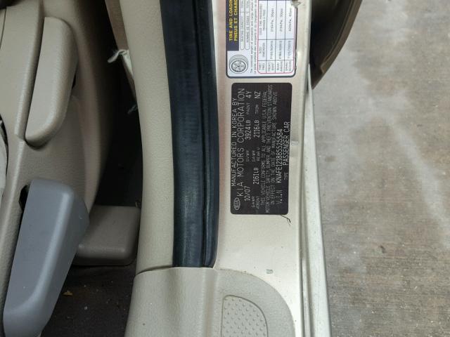 KNAFE121885525584 - 2008 KIA SPECTRA EX TAN photo 10